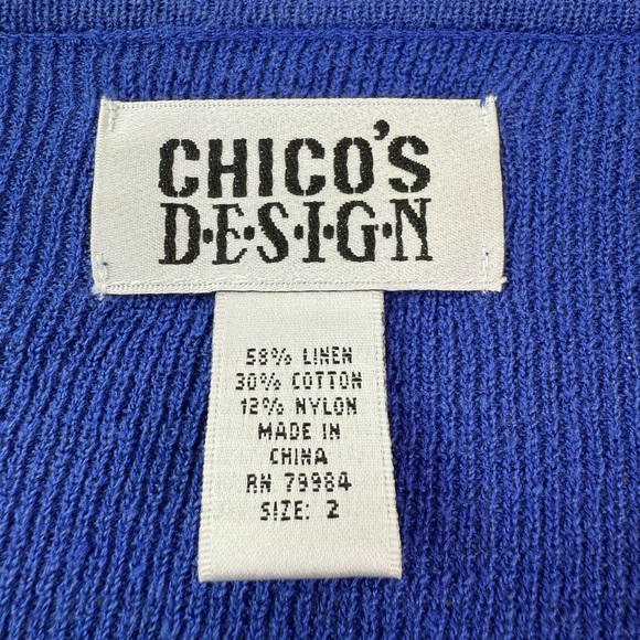 Chico’s Design Vibrant Royal Blue Long Sleeve Sweater Linen Cotton Size Large - Picture 4 of 6